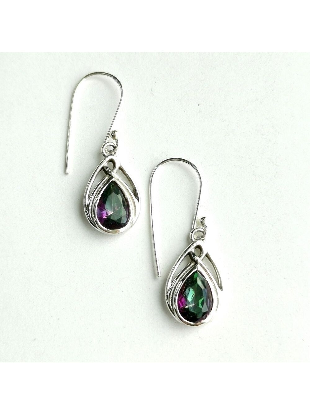 Teardrop shaped Mystic Topaz earrings in Sterling Silver 🆕